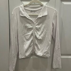 Zara white long sleeve polo